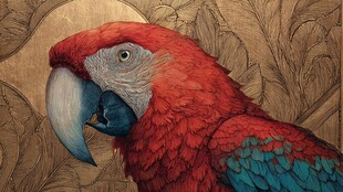 红羽金刚鹦鹉精美特写