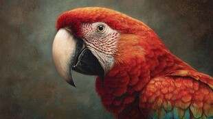 艳丽红鹦鹉特写