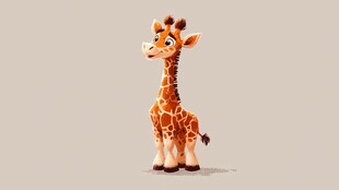 可爱卡通长颈鹿形象展示