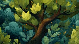 梦幻森林中的繁茂大树