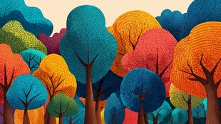 梦幻多彩森林景观