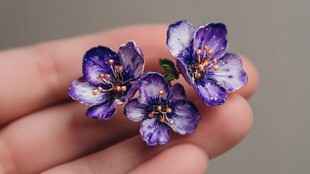 手捧梦幻紫色手工小花