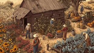 乡村田园劳作场景