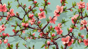 春日桃花枝图案背景图