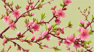 粉嫩桃花枝 春日好风光