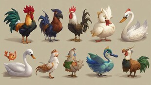 可爱家禽动物插画集合