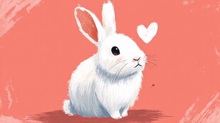 可爱白兔与爱心插画