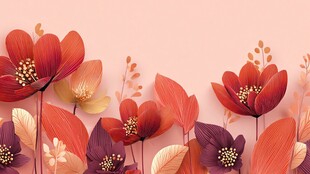 秋日梦幻纸艺花卉插画