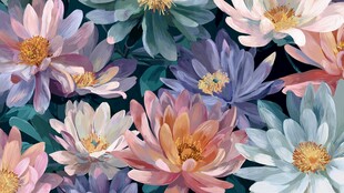 梦幻多彩花卉图案背景