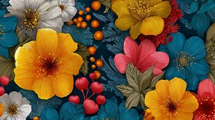 缤纷花卉图案 色彩绚丽