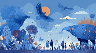 梦幻生物与人类的奇幻场景