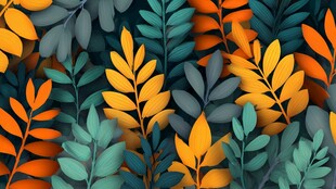 多彩秋叶无缝图案背景