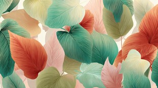 多彩叶片构成唯美图案