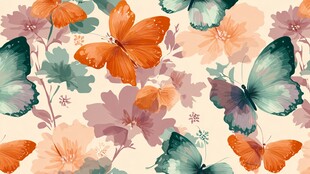 蝴蝶花卉图案的精美壁纸