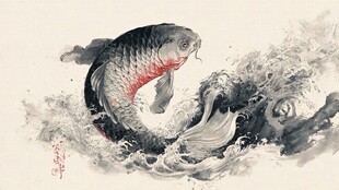 水墨跃鲤图