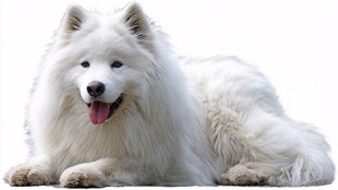 可爱萨摩耶趴卧