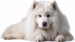 可爱萨摩耶趴卧特写