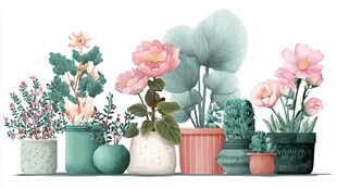 多彩盆栽花卉组合展示