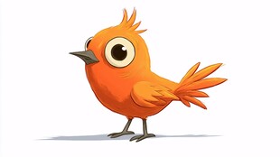 橙色萌趣小鸟卡通形象