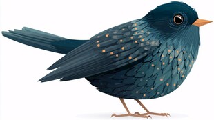 蓝色斑点小鸟插画