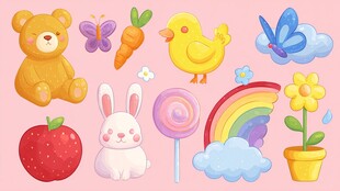 可爱卡通童趣元素集合