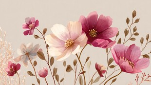 梦幻柔美花卉插画作品