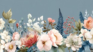 浪漫花卉边框装饰图案