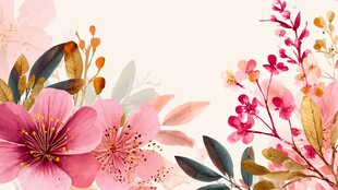粉色花卉装饰背景图