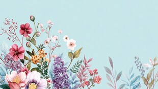 清新花卉边框插画