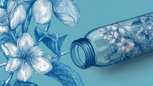 手绘花卉玻璃瓶艺术图景