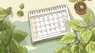 日历与绿植营造清新氛围