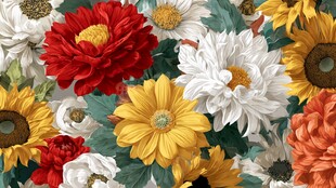 多彩菊花花卉精美图案