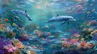 梦幻海底世界的海豚共舞