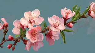 粉嫩桃花枝 春意正浓