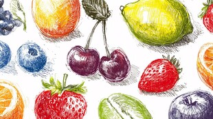 手绘多彩水果图案展示