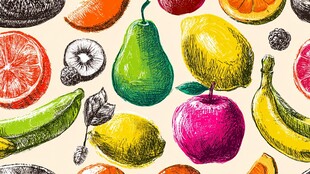 多彩手绘水果图案集合