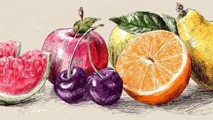 多彩手绘水果静物组合