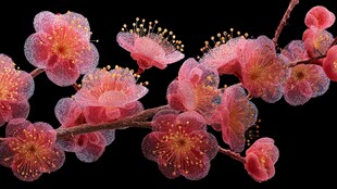 娇艳红梅绽放枝头