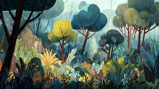 梦幻森林插画场景