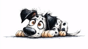 趴着的斑点小狗超可爱