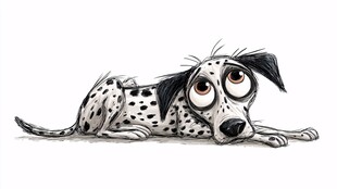 趴着的斑点狗表情呆萌