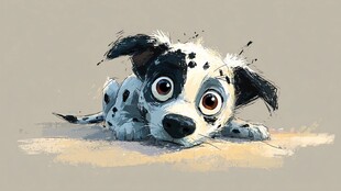 趴着的可爱斑点小狗