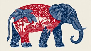 象身绘景 丛林风情艺术象