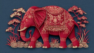 红色立体装饰大象艺术图