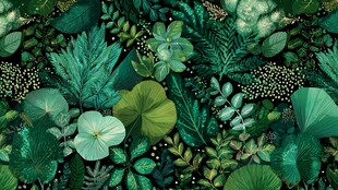 清新绿植无缝背景图案