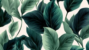 清新绿叶无缝图案背景