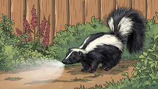 臭鼬在花园中释放臭气