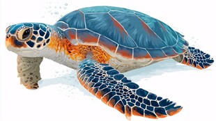 斑斓海龟水中优雅游弋