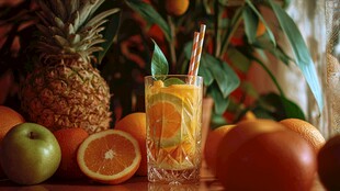 清新水果饮品与多彩鲜果