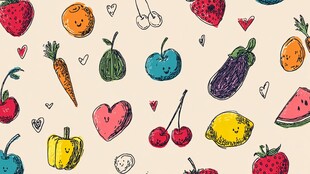 手绘水果与蔬菜图案背景
